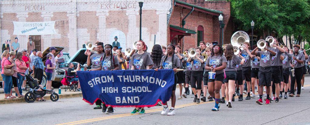 Strom Thurmond High School Marching Band in the Peach Blossom Festival Parade